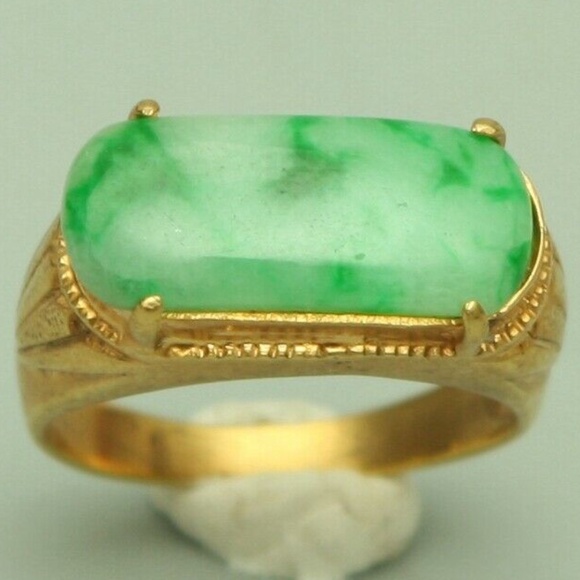 Cert'd Genuine Untreated Green A Jadeite Jade 925 Silver US 6 Ring - Picture 12 of 12